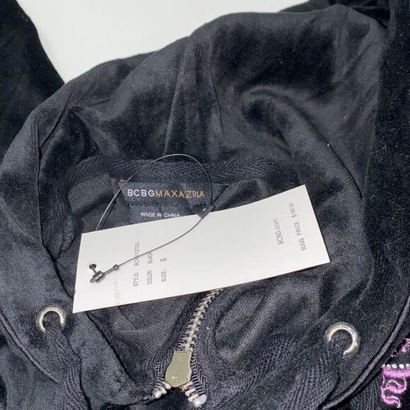 BCBGMAXAZRIA HOODIE SWEATER WOMENS Black new sz small - Picture 5 of 8